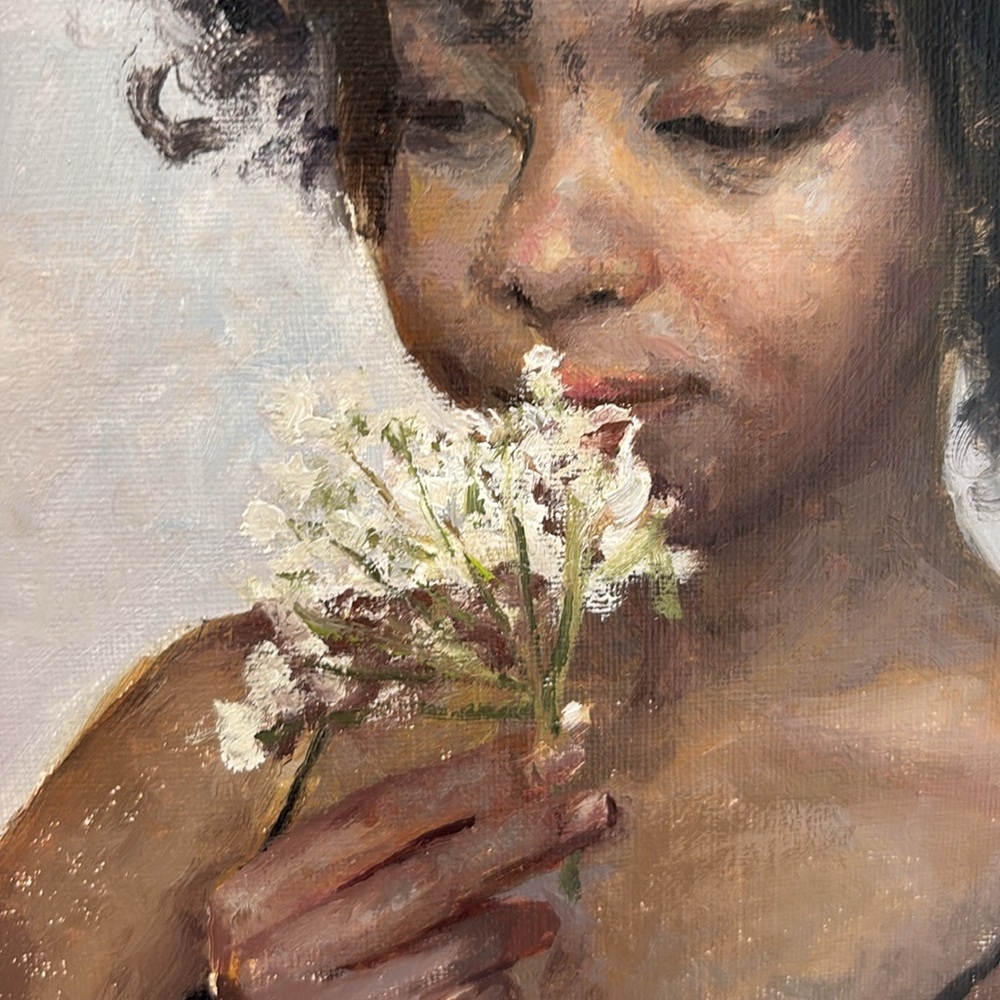Oil painting- girl with flower - Picture 7 of 10